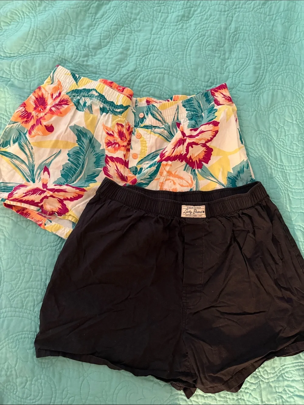 Black Elastic-Waist Cotton Shorts